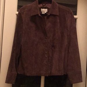 Brown Live a Little Leather snap up coat